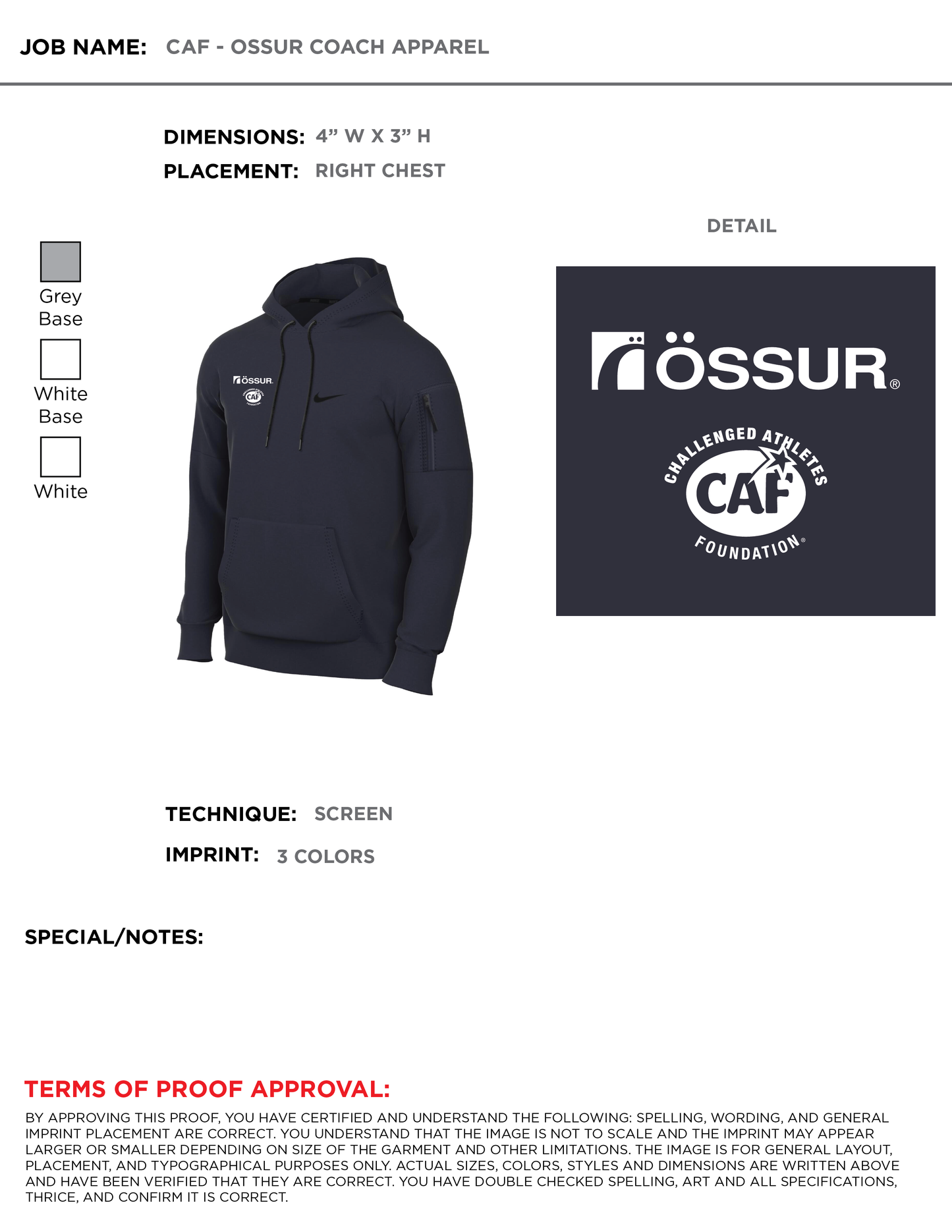 Ossur Men's Coach Hoodie - co-branded CAF + Ossur