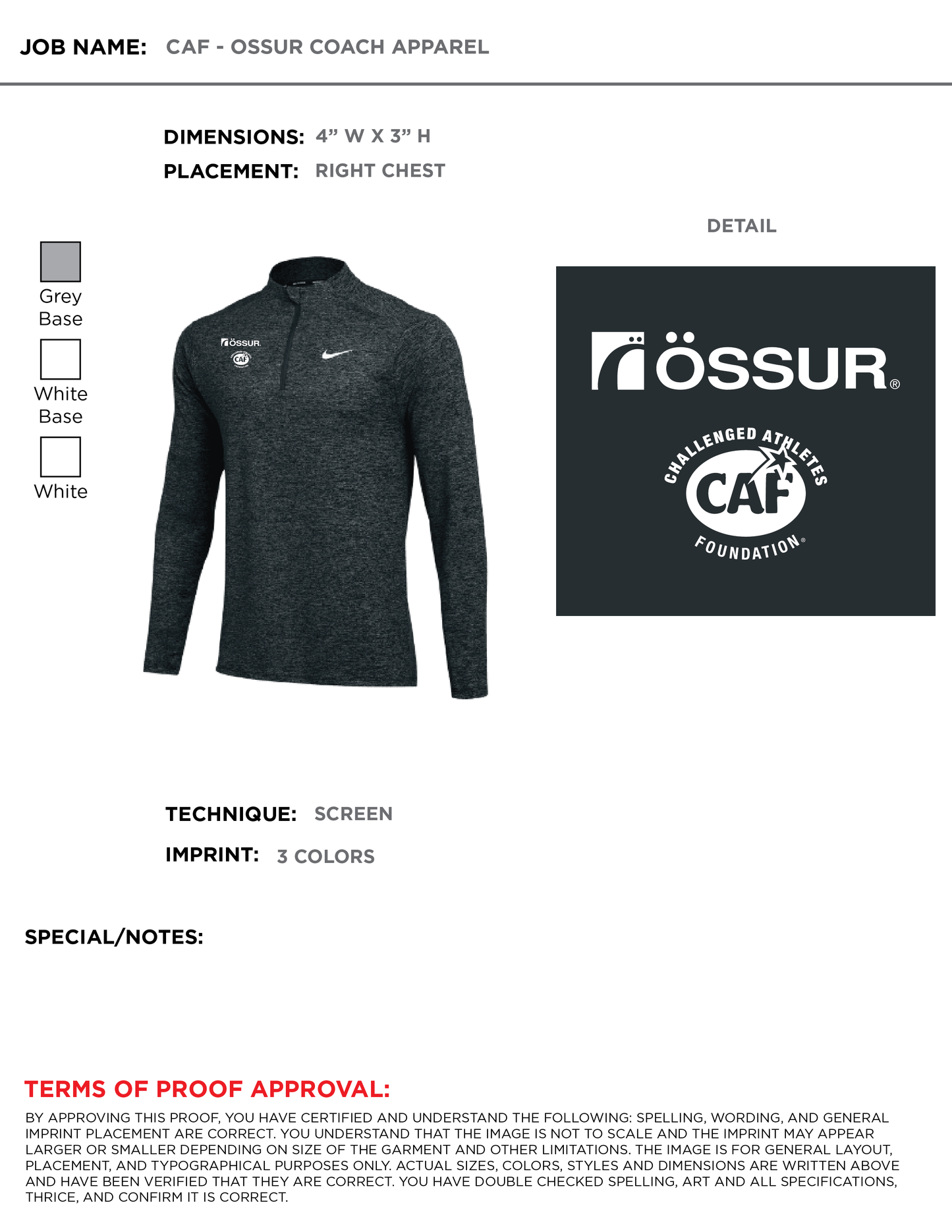 Ossur Women's Coach Qtr Zip- co-branded CAF + Ossur